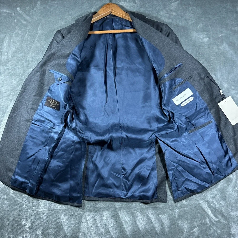 SUITSUPPLY Jacket Mens US 34R Gray Lazio VBC Wool‎ Young Mens Italy NEW Wedding